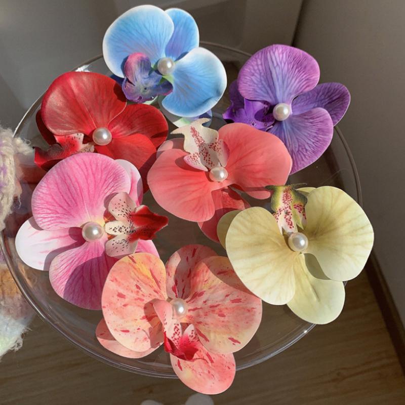 Korean Sweet Orchid Hair Clip For Woman Artificial Flower Hairpins Hair Barrettes Clip Wedding Party Headwear Accessories Gifts