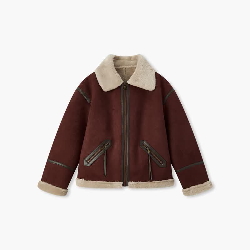 EICHITOO Women's Winter Faux Lamb Wool Lapel Jacket