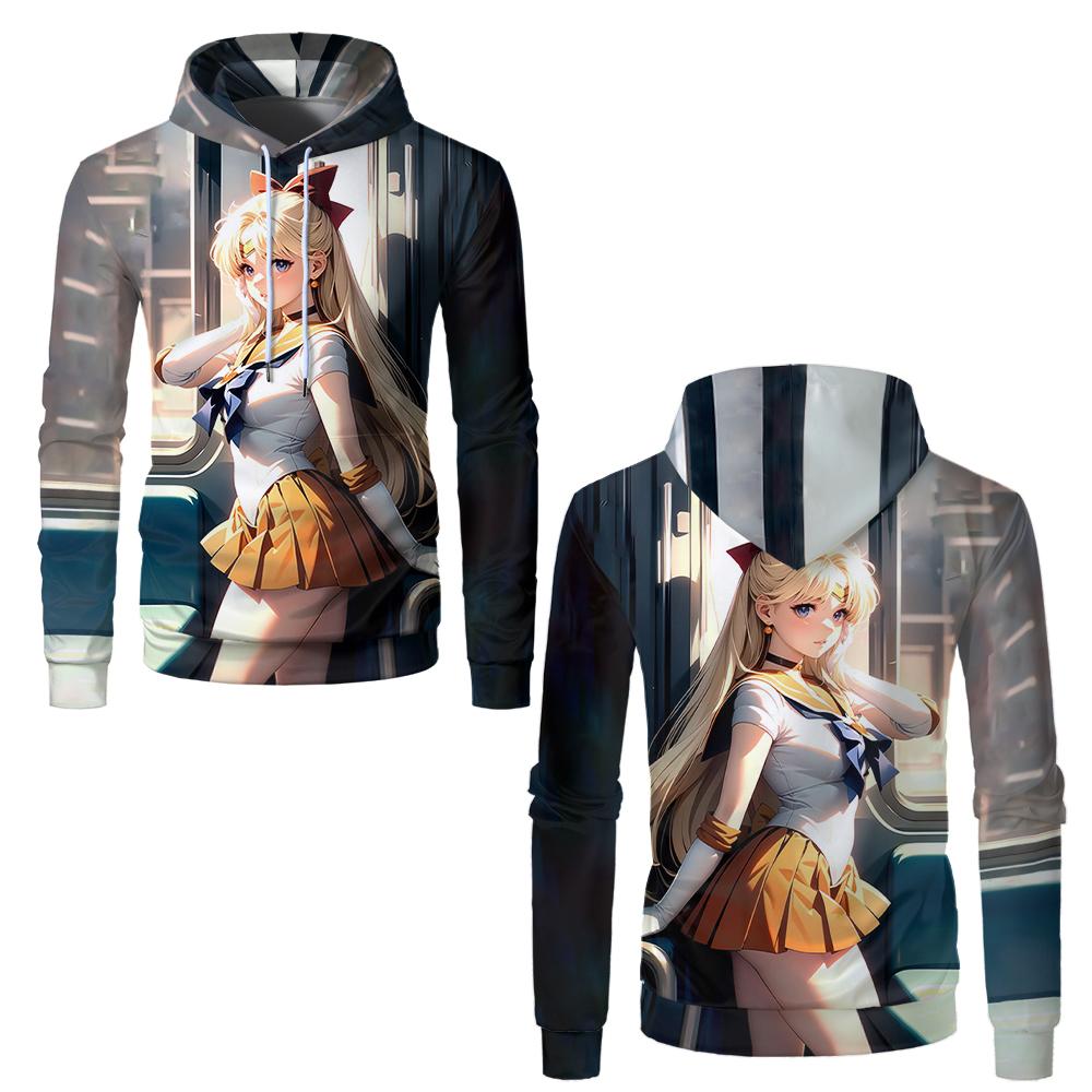 Sailor Moon Anime 3D Hoodies Men Women Oversized Fashion Casual Hoodie Pullovers Hooded Sweatshirts Tracksuits Coat Kid Clothing