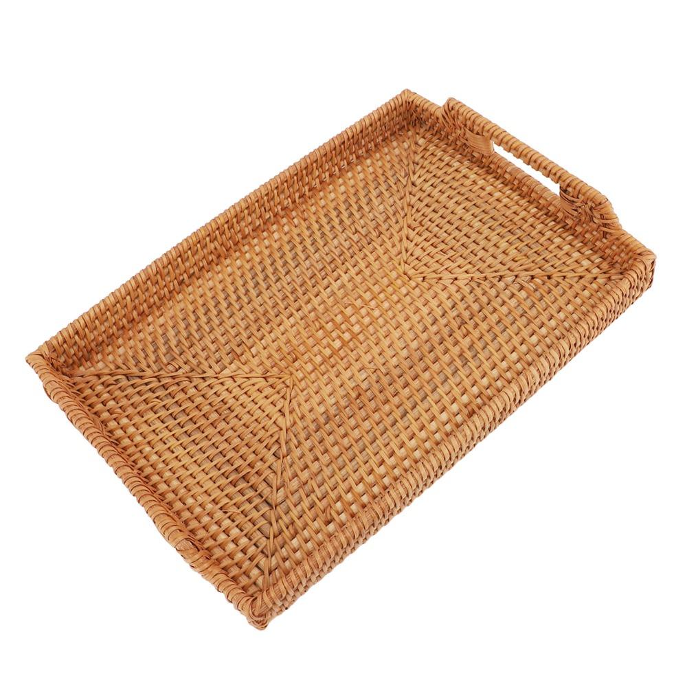 Side Handles Serving Tray Woven Craft Decorative Tray Multi Functional Tray with Handles  Picnic