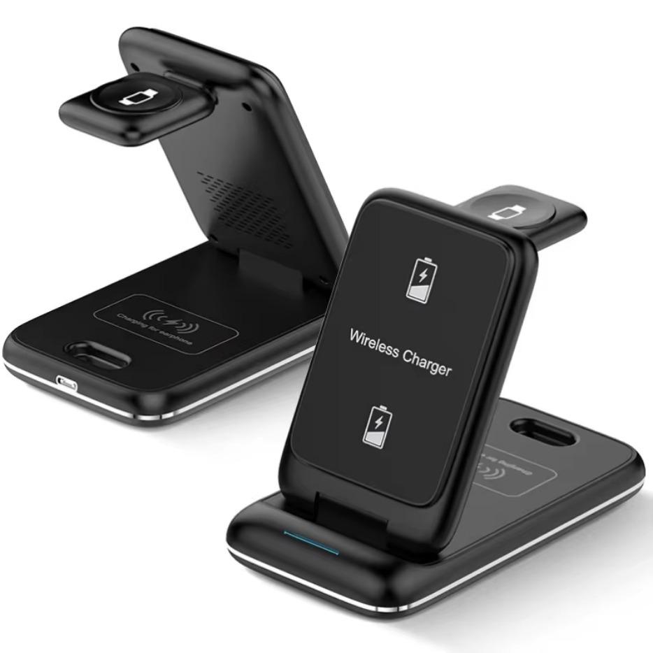 3 in 1 Wireless Charger Stand Foldable Fast Charging Station Phone Holder For iPhone 16 15 14 13 12 Pro Max  Watch Airpods