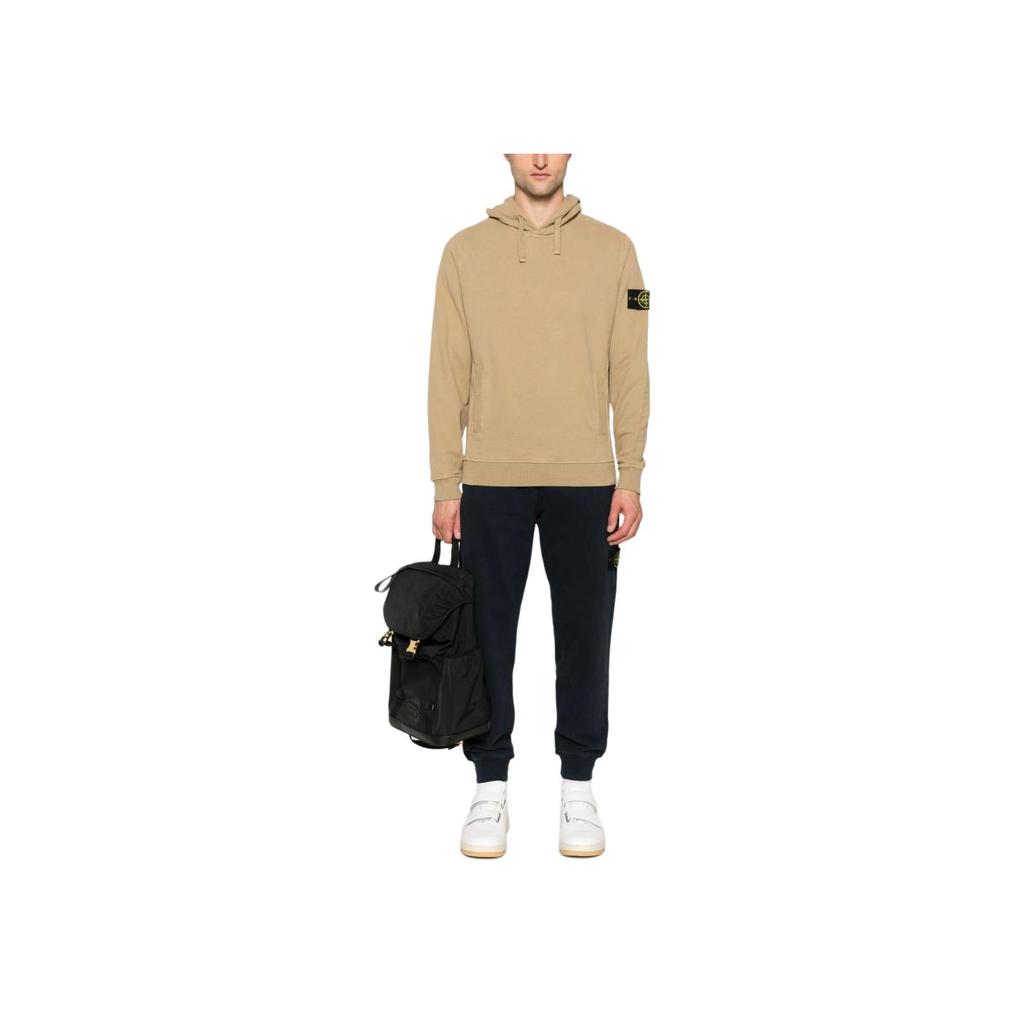 Stone Island FW24 Solid Color Drawstring Hooded Logo Print Pullover Long Sleeve Sweater Men sweater Light-Brown 811560820-V0094
