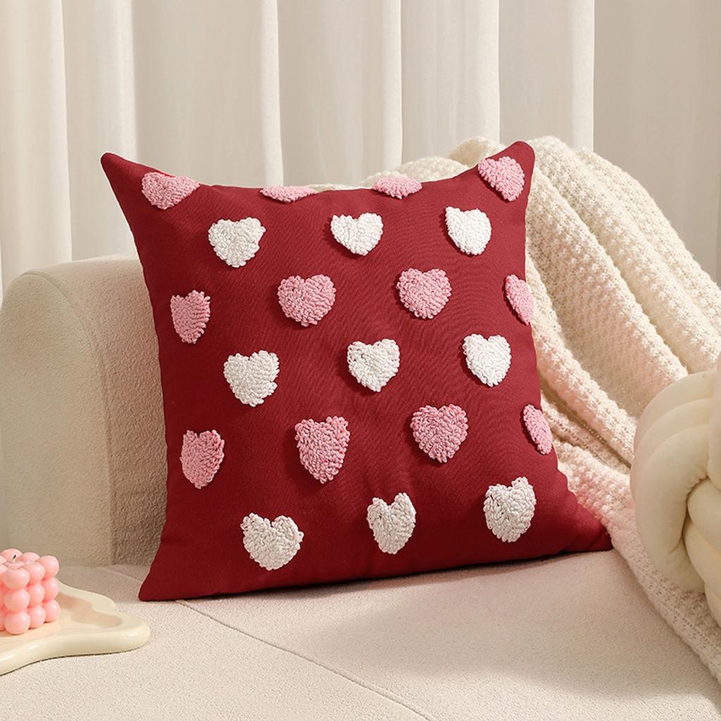 Valentine's Day Embroidered Plush Love Heart Cute Three-dimensional Pattern Pillow