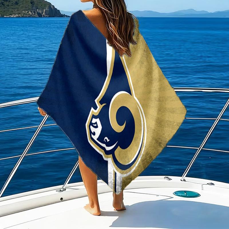 Asciugamano da Spiaggia Stampato con Spirito di Squadra dei Rams Football, Microfibra Super Morbida, Regalo Perfetto Compleanno, per Piscina, Spiaggia, Viaggio, per famiglia e amici