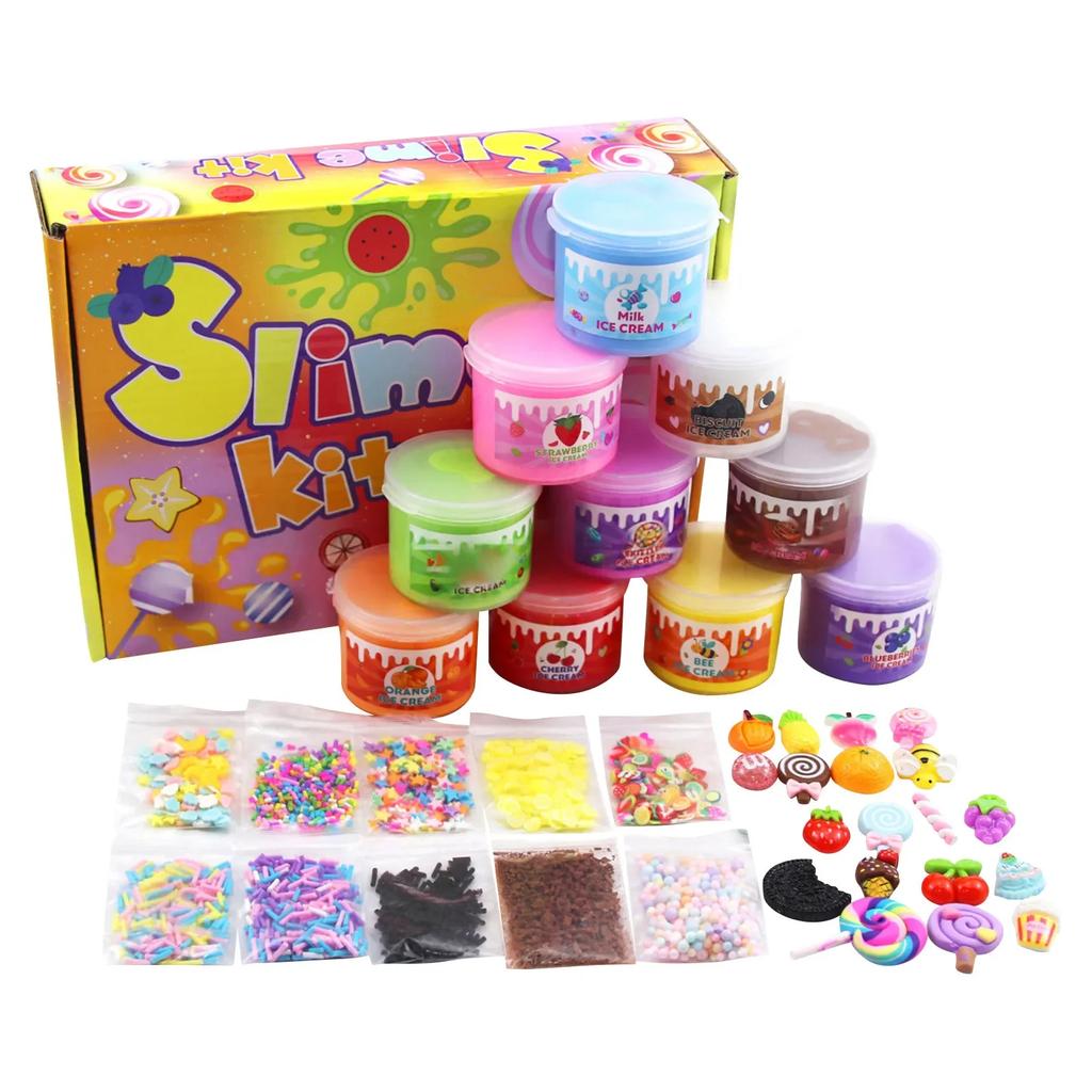 QER Crystal Soil  Slime Kit DIY Stretchy Sensory Play Creative Craft Set Non Toxic Fun Party Favors Colorful Slime Supplies Art