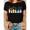 Damen Rainbow Buntstift-Print Back To School Lehrer Lässiges T-Shirt