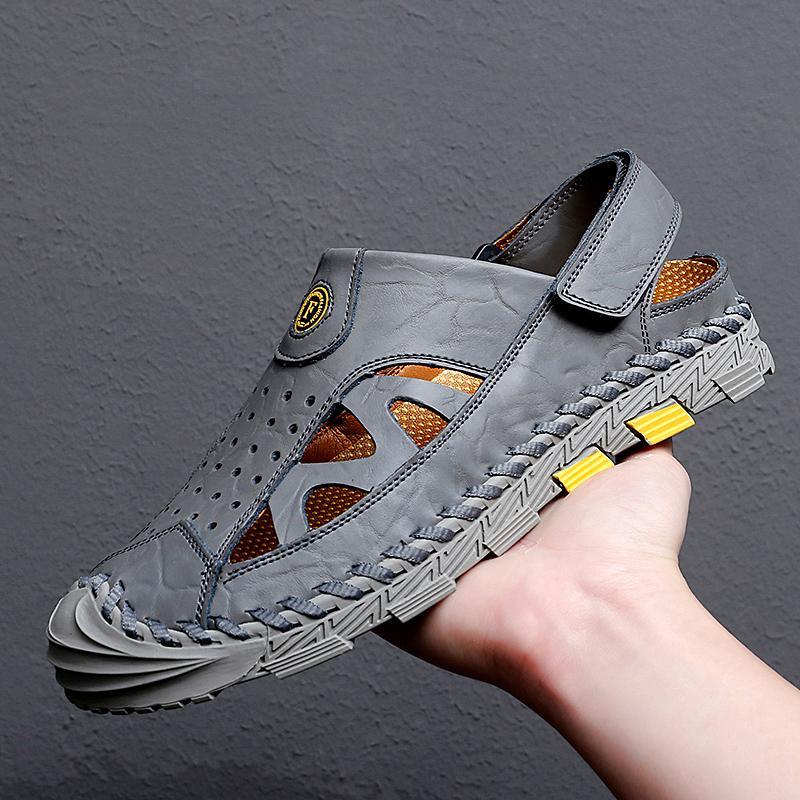 Übergröße Leder Herrensandalen Herren Hausschuhe Hohe Qualität Lässig Herrenschuhe Sommer Outdoor Strand Herrensandalen Modische Sneaker