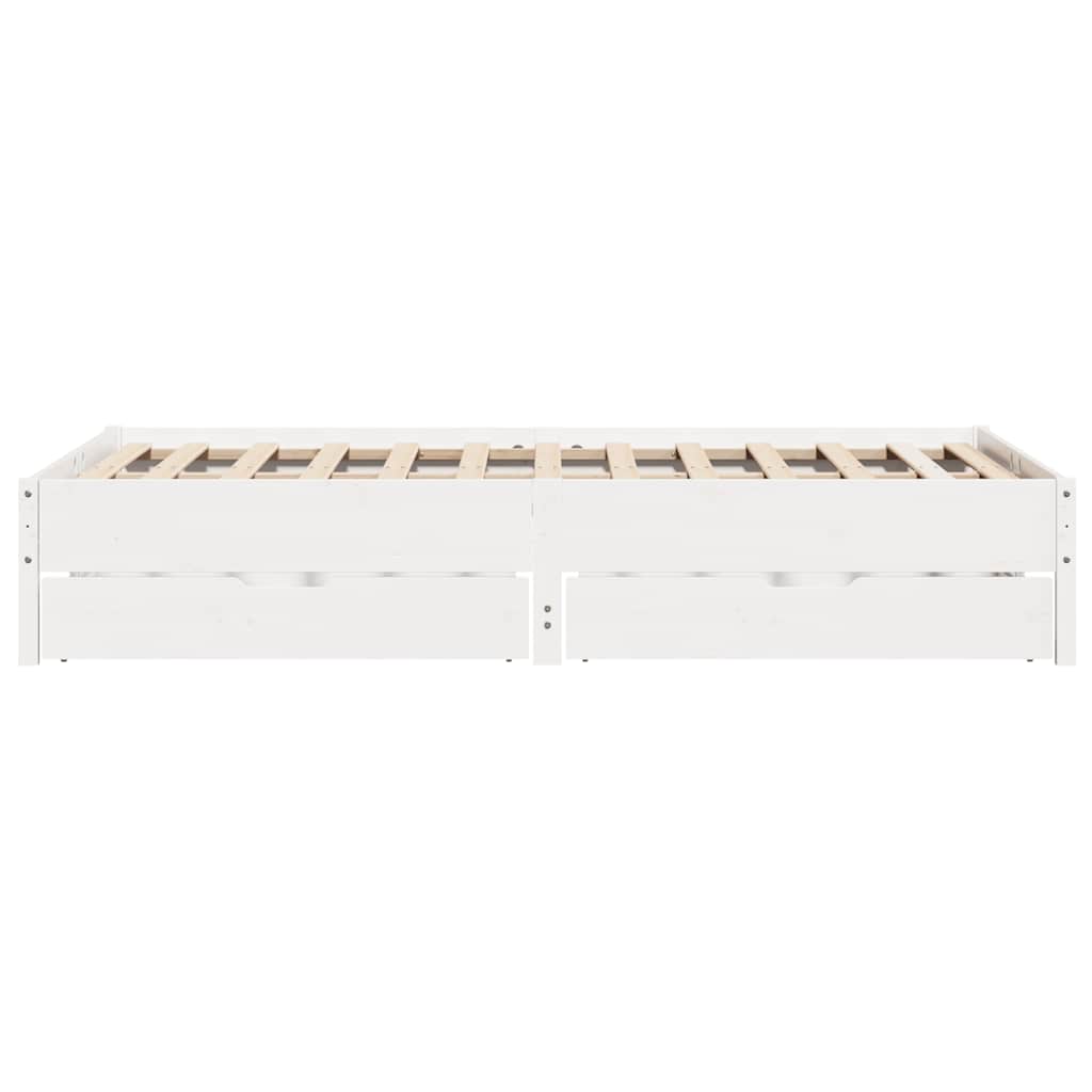Vidaxl Bed Frame Without Mattress, White, 135X190 Cm, Solid Pine Wood