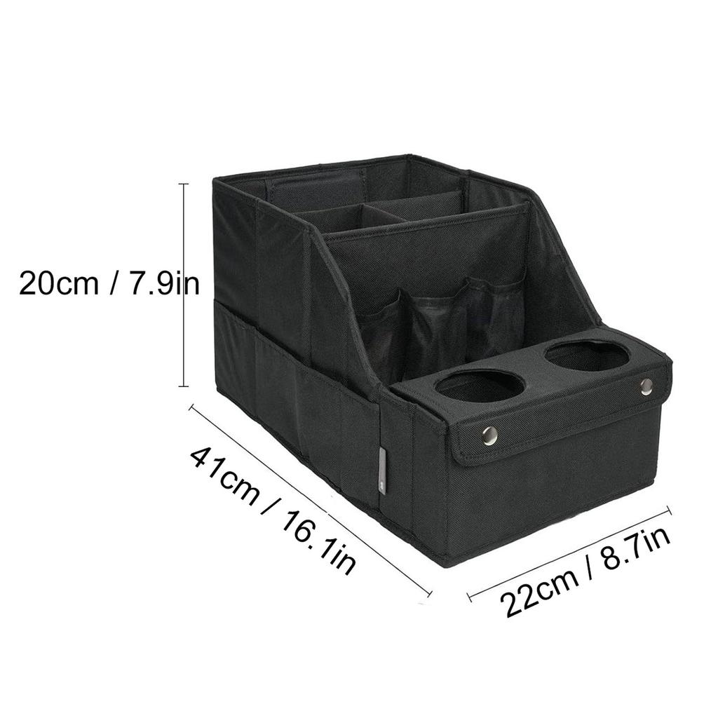 Desktop Storage Box with 4 Compartments Cup Holders Oxford Cloth Waterproof Foldable Versatile  Car Seat Organizer for Household
