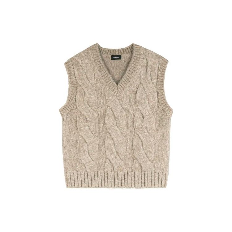 WE11DONE V-Neck Cable Knit Sleeveless Vest Unisex vests Camel WD-KV8-20-090-U-BG