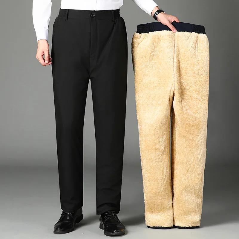 

Мужские утолщенные хлопковые брюки Зимние с высокой посадкой Плюс бархат Трехслойная верхняя одежда Хлопковые брюки Повседневные Прямые бархатные брюки XS чёрный