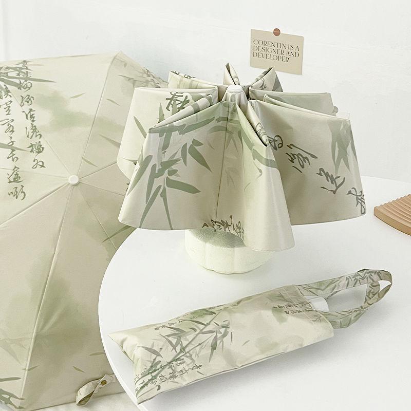 Fully Automatic Vintage Chinese Style UV Protection Folding Sun and Rain Umbrella for Women