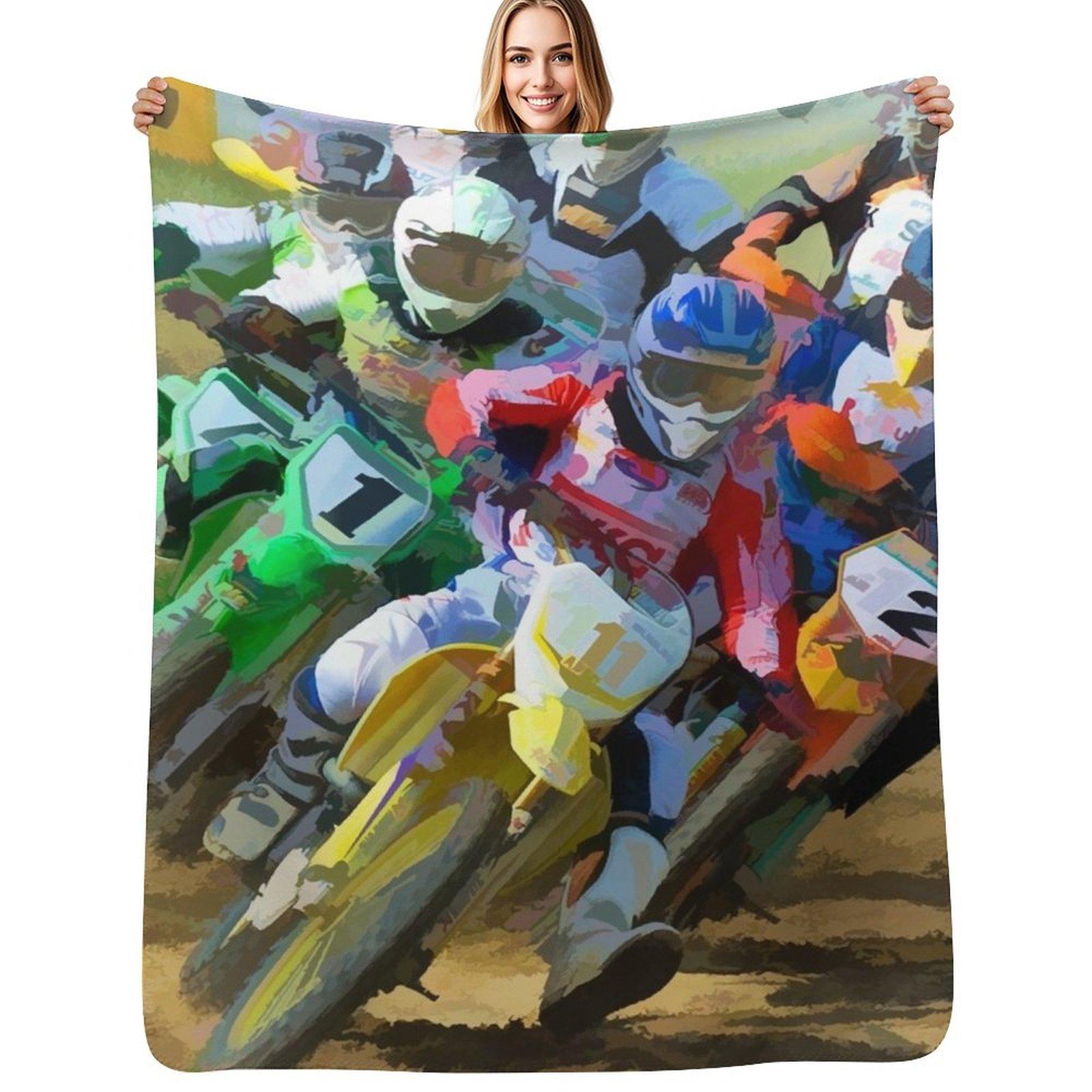 Motocross Throw Blanket Flannel Fleece Soft Warm Throw Blanket 102x76cm(40x30in)