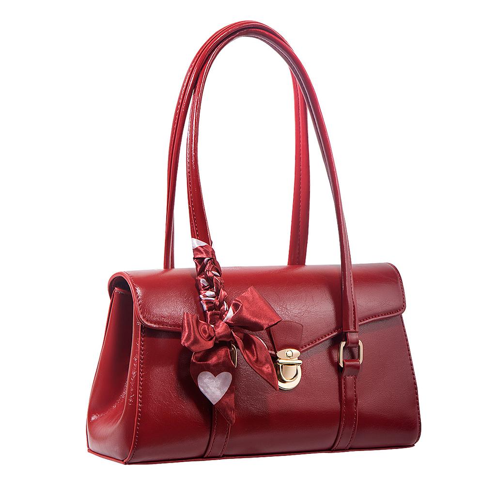 Red Wedding Bag Bridal Wedding Bag Female Tide Retro Large Capacity Portable Bucket Bag Vegetable Basket Bag