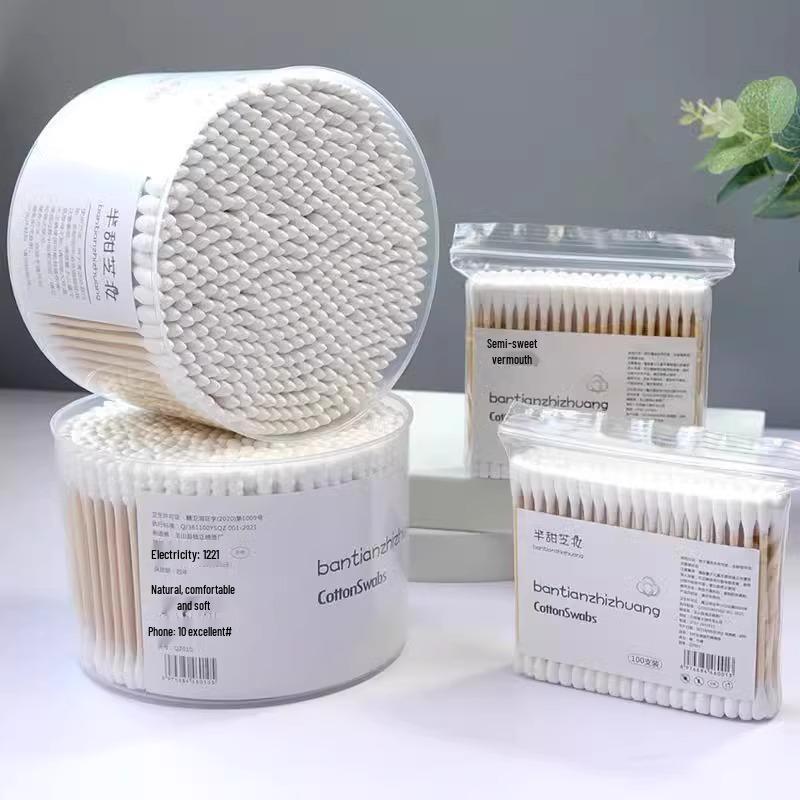 Doppelköpfige Wattestäbchen für Make-up, Ohrenreinigung, Desinfektion und Hygiene - Holzstiele mit verschiedenen Spezifikationen
