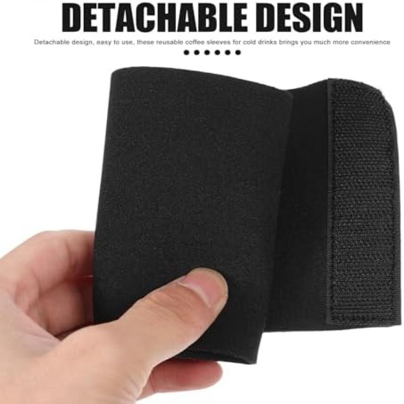 HYTROVE Wiederverwendbare Neopren Kaffeehüllen 2 Stück Isolierhülle für Heiß und Kaltgetränke Rutschfeste Trinkbecher Abdeckung in Schwarz für Alltag