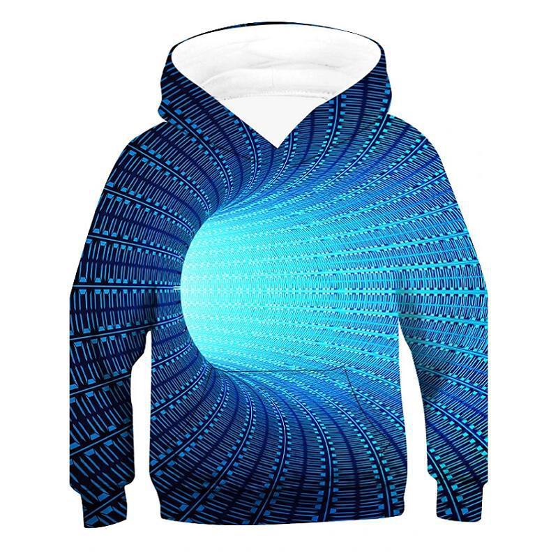 3D Černobílé designové mikiny Dětská mikina přes hlavu s dlouhým rukávem Chlapecká Dívčí Mikina Topy Streetwear Dětské oblečení Sudadera