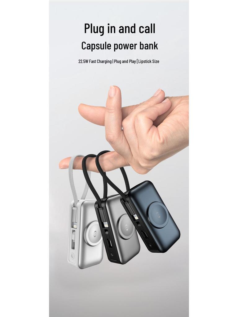 Cross-Border 3-in-1 Magnetic Wireless Charger: 22.5W Power Bank for Watch, Earphones, and Phone.