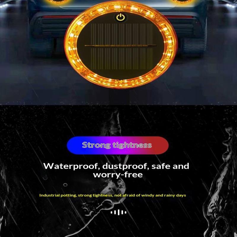 Yellow Flashing Light Touch Auto Solar Charging Car Night Safety Strong Magnetic Base Car Warning Lamp Anti-Collision Tail Light