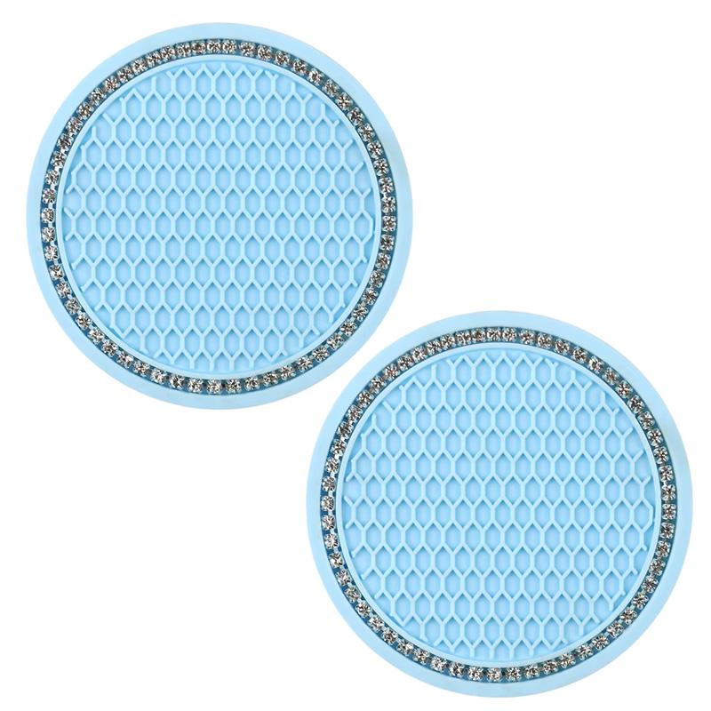 2Pcs Car Bling Rhinestone Cup Holder Drink Pad Interior Decoration Anti-slip Mat Round Durable Coaster Heat Resi Car Accessories