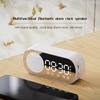 Mini Mirror Digital Alarm Clock Timer Dual Alarms FM Radio Wireless Speaker Subwoofer LED Clock for Desktop Home Decor