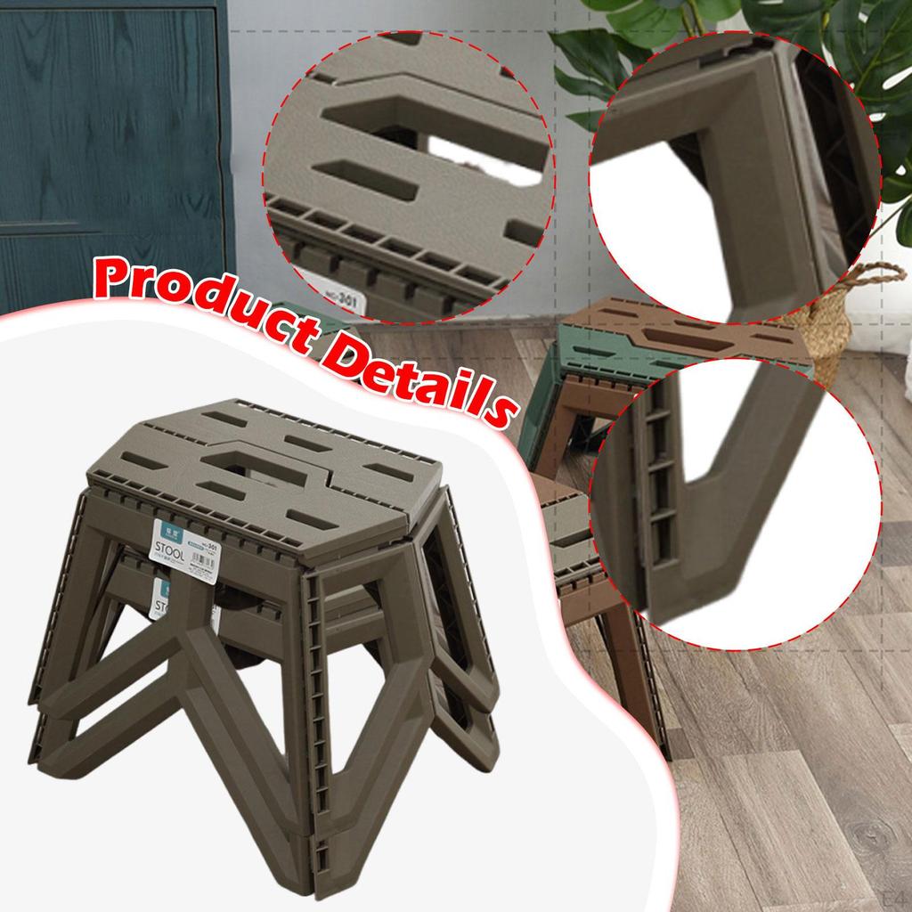 2x Foldable Stools Lightweight Outside Camping Stool for Bathroom Beach Yard