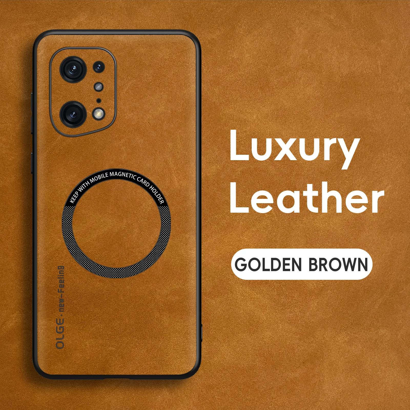 

Магнитный кожаный мягкий чехол в стиле ретро для OPPO Find X5 Pro X5Pro, чехол для телефона с беспроводной зарядкой For OPPO Find X5 Pro коричневый