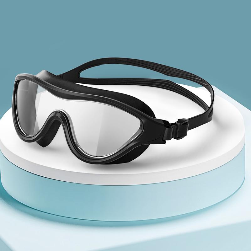 Große Schwimmbrille mit abgerundeten Ecken, flache leichte Schwimmbrille