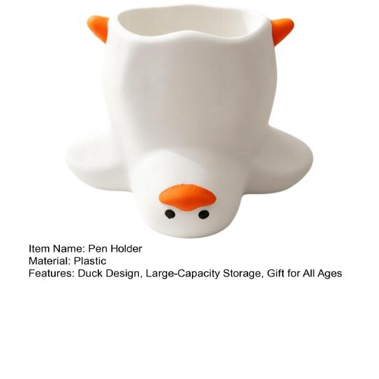 DYS Upside Down Duck Pen Holder, 3D Printed Desk Organizer, Funny Stationery Storage Holder for Office School, Creative Gift Girls