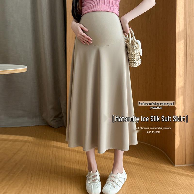 2026 Spring Summer Ice Silk Suit: Thin, Elastic, Draped A-line Skirt M