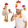 Cappello a Testa di Gallo Costume Stile Gallo Cappello di Peluche con Gambe Pendenti e Piume della Coda per Halloween Festa del Ringraziamento Travestimento