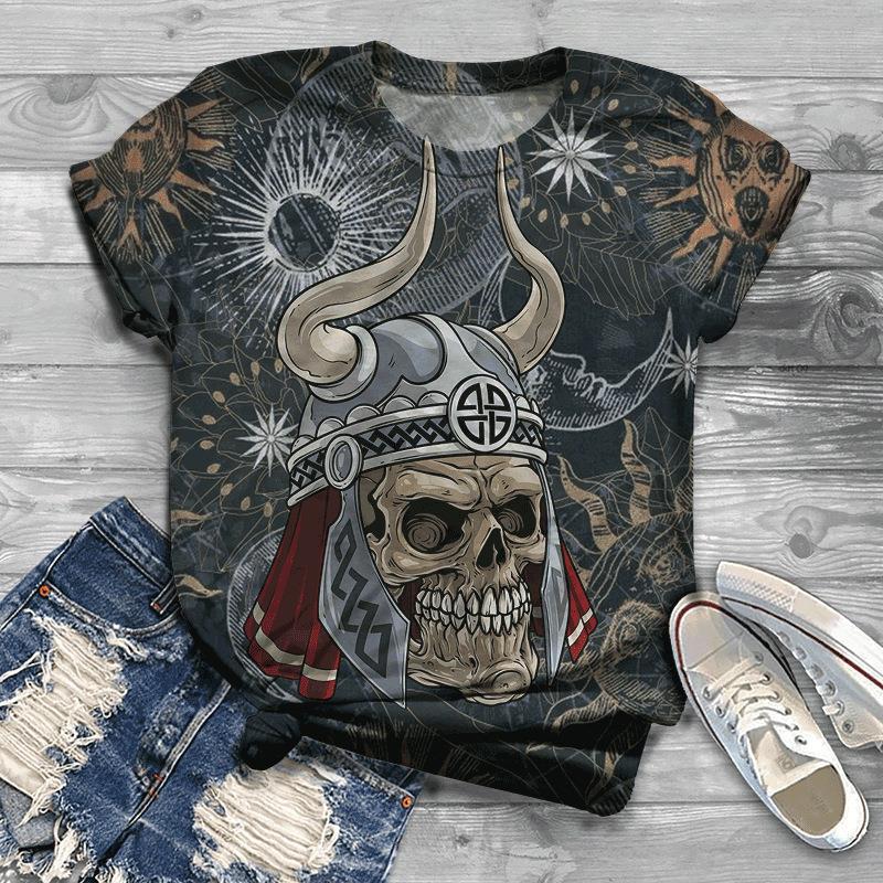 

Летний наряд Новая женская футболка с коротким рукавом с 3D-принтом с рисунком розы, черепа, животного 6XL