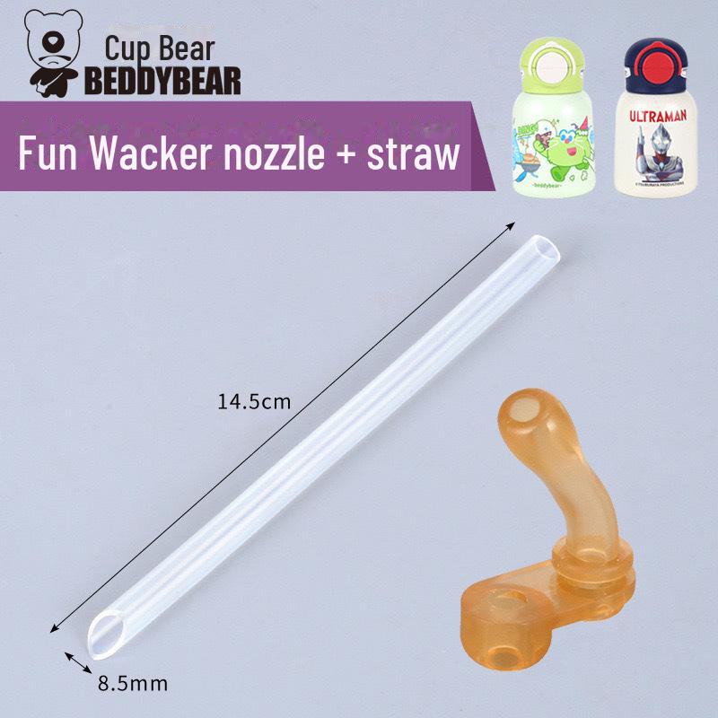 Original Bear Silicone Straw Cup Set: Includes Suction Cup, Mouthpiece, Hose, and Coaster for Kids' Learning and Drinking.