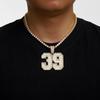 Hip Hop Necklace Flash Diamond Cuban Chain Exaggerated Number 39 Graphic Full Diamond Pendant Necklace