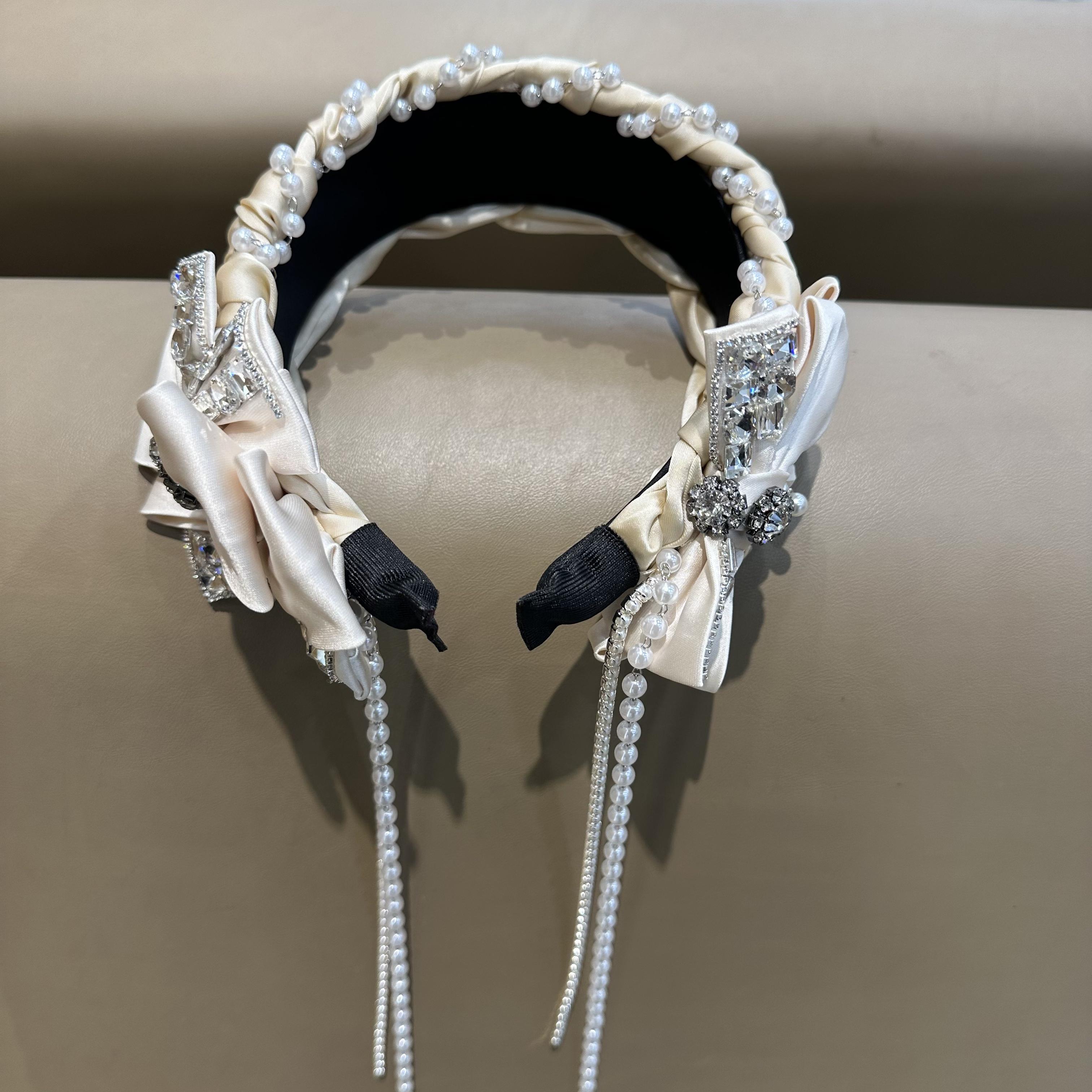 

Роскошный ободок с инкрустацией бриллиантами, заплетенный жгут из жареного теста, модные аксессуары для волос, женский ободок с широким краем, повязка для волос, обруч