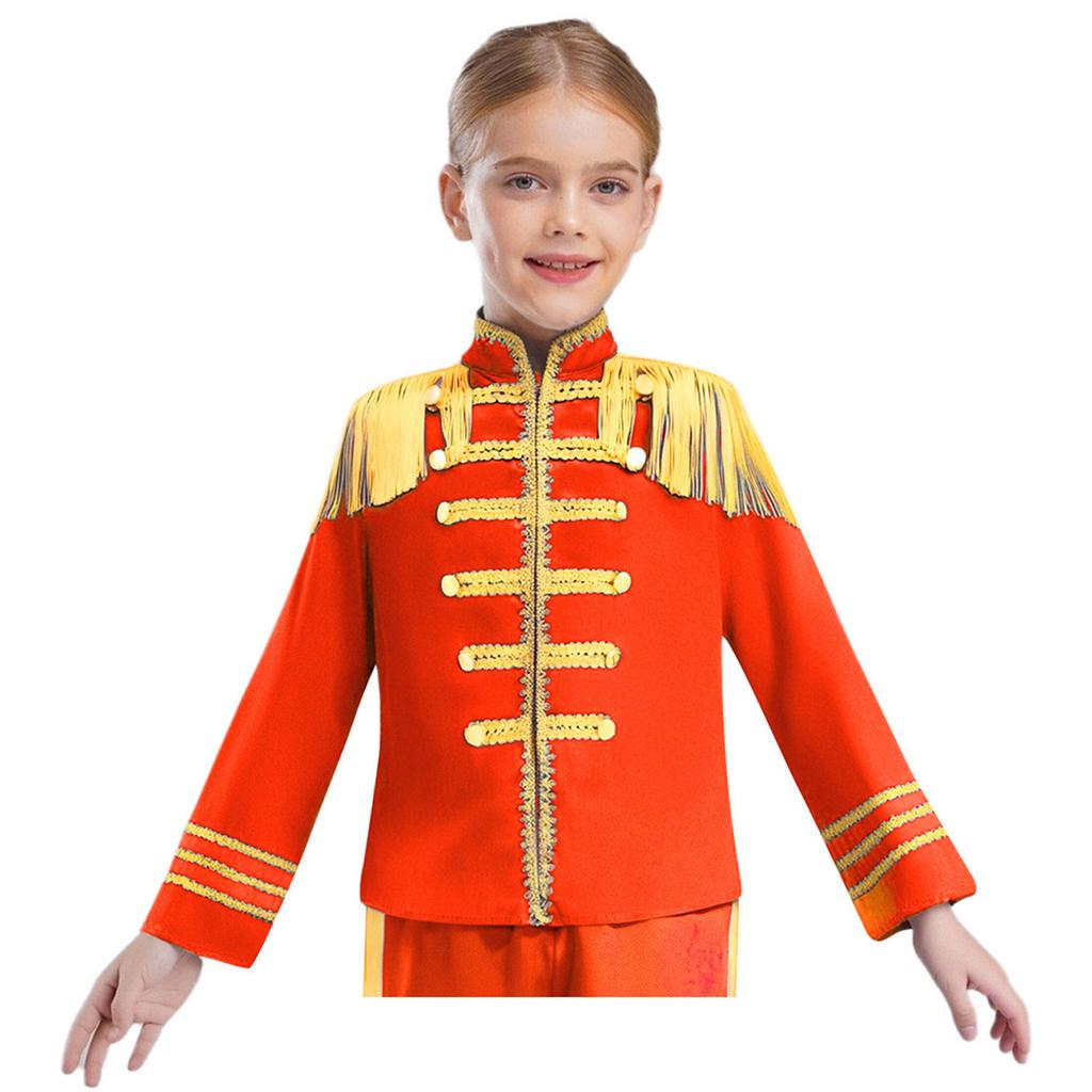 Costum Copii Stea Britanică Anii 1960 Mânecă Lungă Decorațiune Dantelă Aurie Cămașă Top Cosplay Muzician Trupa Rock