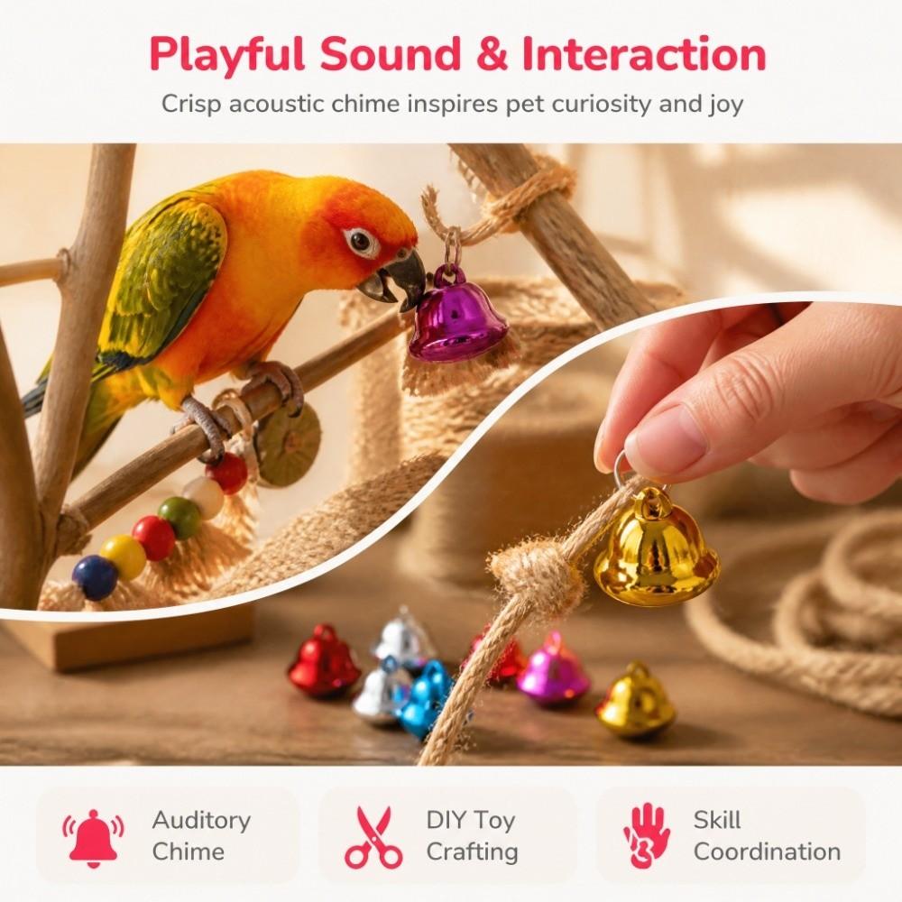 20pcs 2.1CM Size Interactive Bell Toys Iron Material Craft Bells Colourful Jingle Bells For Parrots