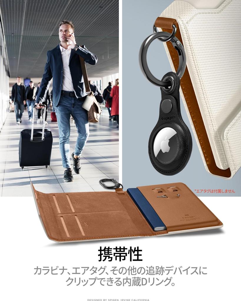 Passport Case Holder Travel Secure for Overseas Premium PU Leather Passport Multifunctional Storage Business Credit Airline AFA08348 [Spigen] Wallet,
