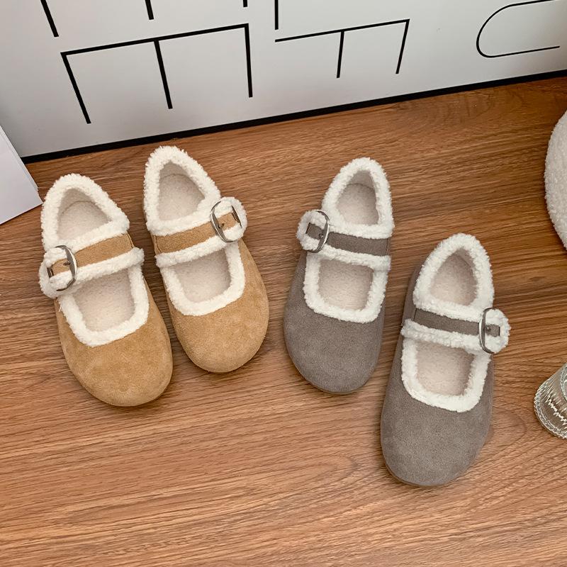 2025 winter new thick fluff shoes women's fashion versatile big head cute ugly Boken shoes comfortable warm cotton shoes