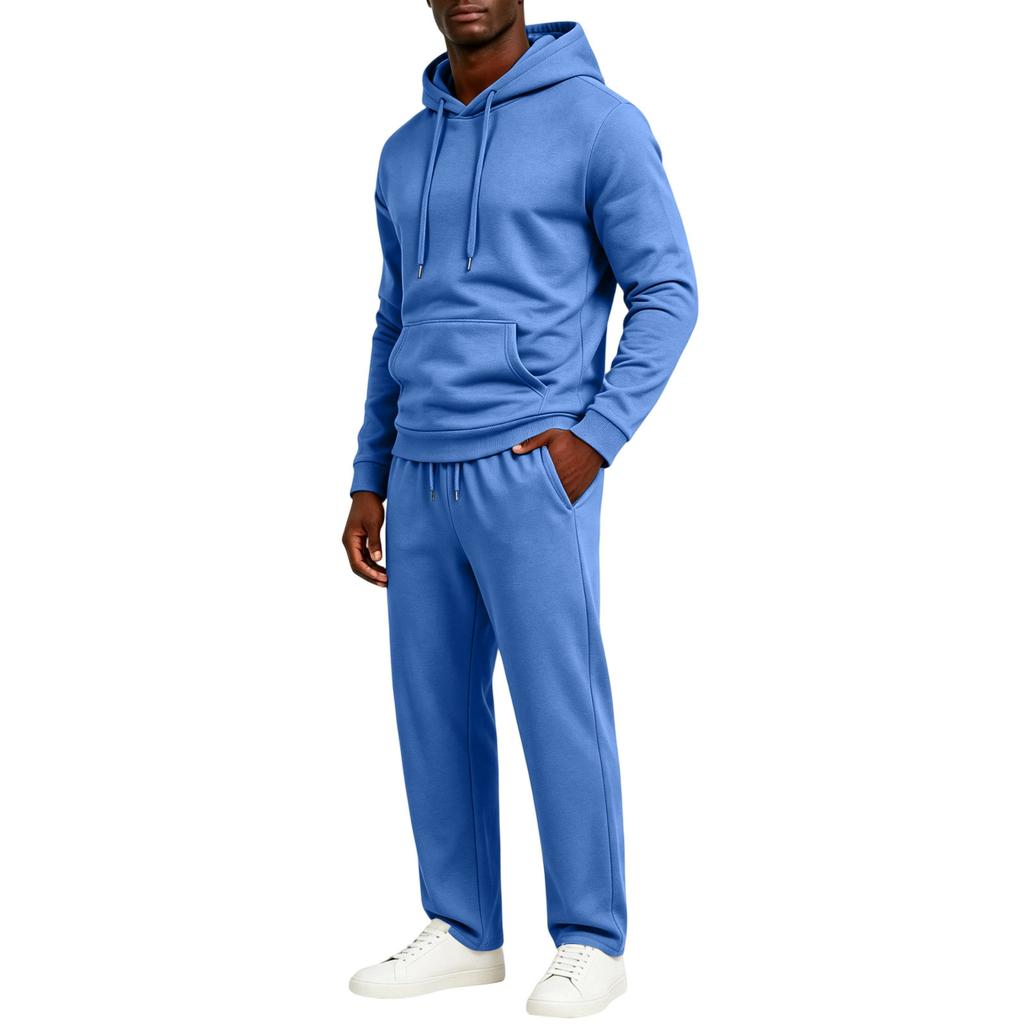 Men's Hoodie and Jogger Pants 2 Piece Outfit Set Casual Color Pullover Sweatshirt with Elastic Waist Tapered Leg Pants