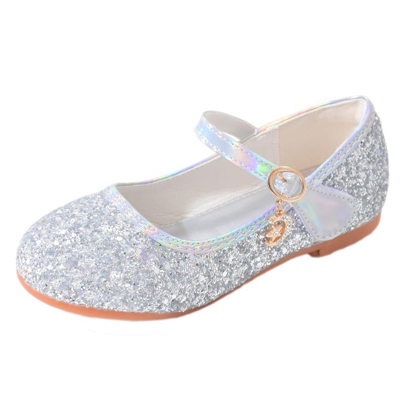 Girls' Leather Crystal Princess Shoes with Soft Soles for Performances and Special Occasions