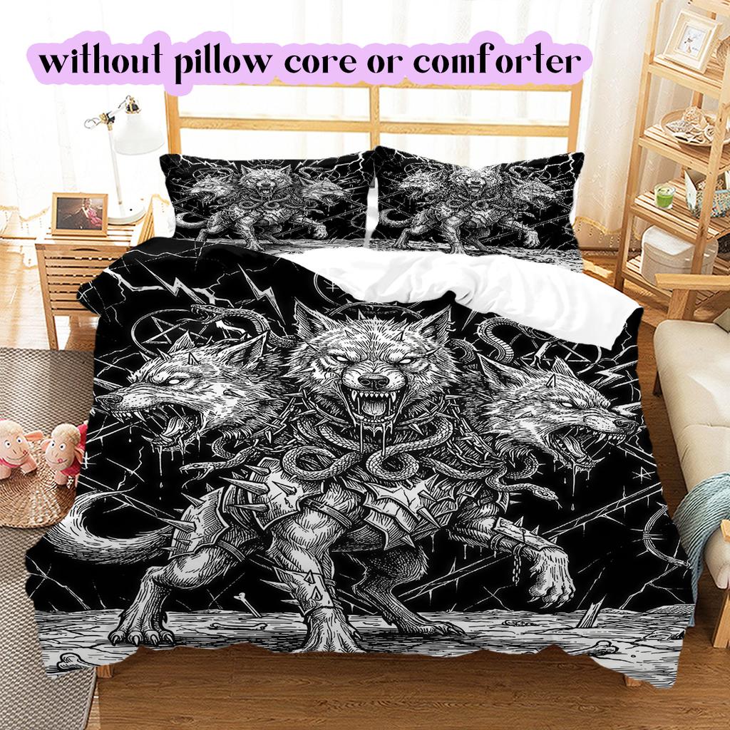 Thorn Gothic Dark Pattern Bedding Quilt Set Quilt Cover Pillowcase Home Decoration Birthday Gift (1 * duvet cover + 2 * pillowcase, without core)