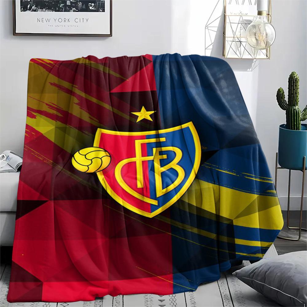 1Pc FC Basel 1893 Print Flannel Blanket High Quality Warm Comfortable Cover for All Seasons Perfect for Gifts Home Decor