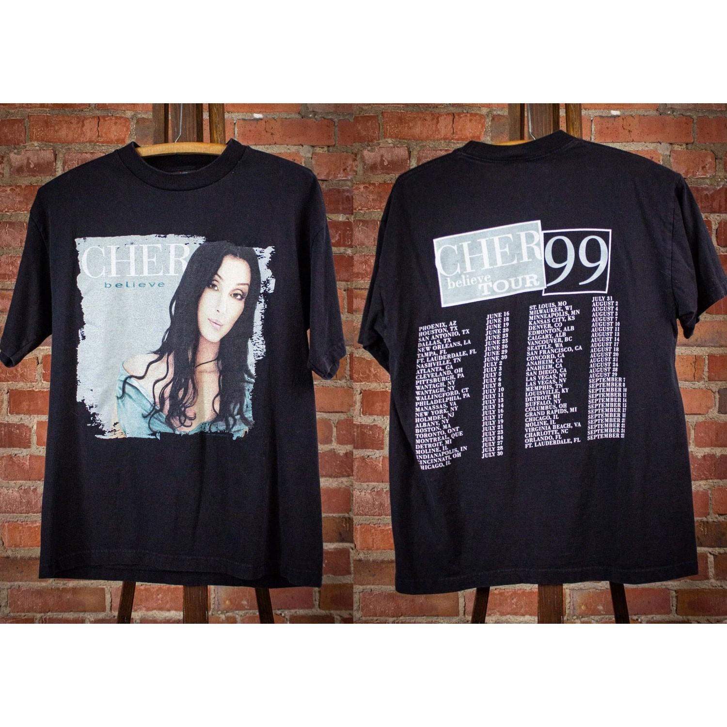 Vintage Styles Cher Believe Tour Concert T Shirt 1999 Black Unisex T-Shirt XXL