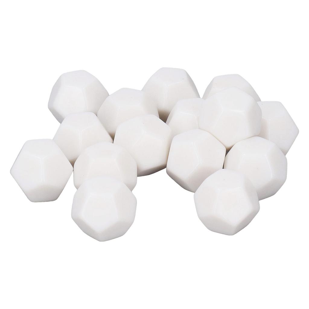 30PCS 12 Sided Blank Dice Plastic Write On Teaching Dice Cubes Polyhedral Dice Kit for Entertainment Education 2.2cm White
