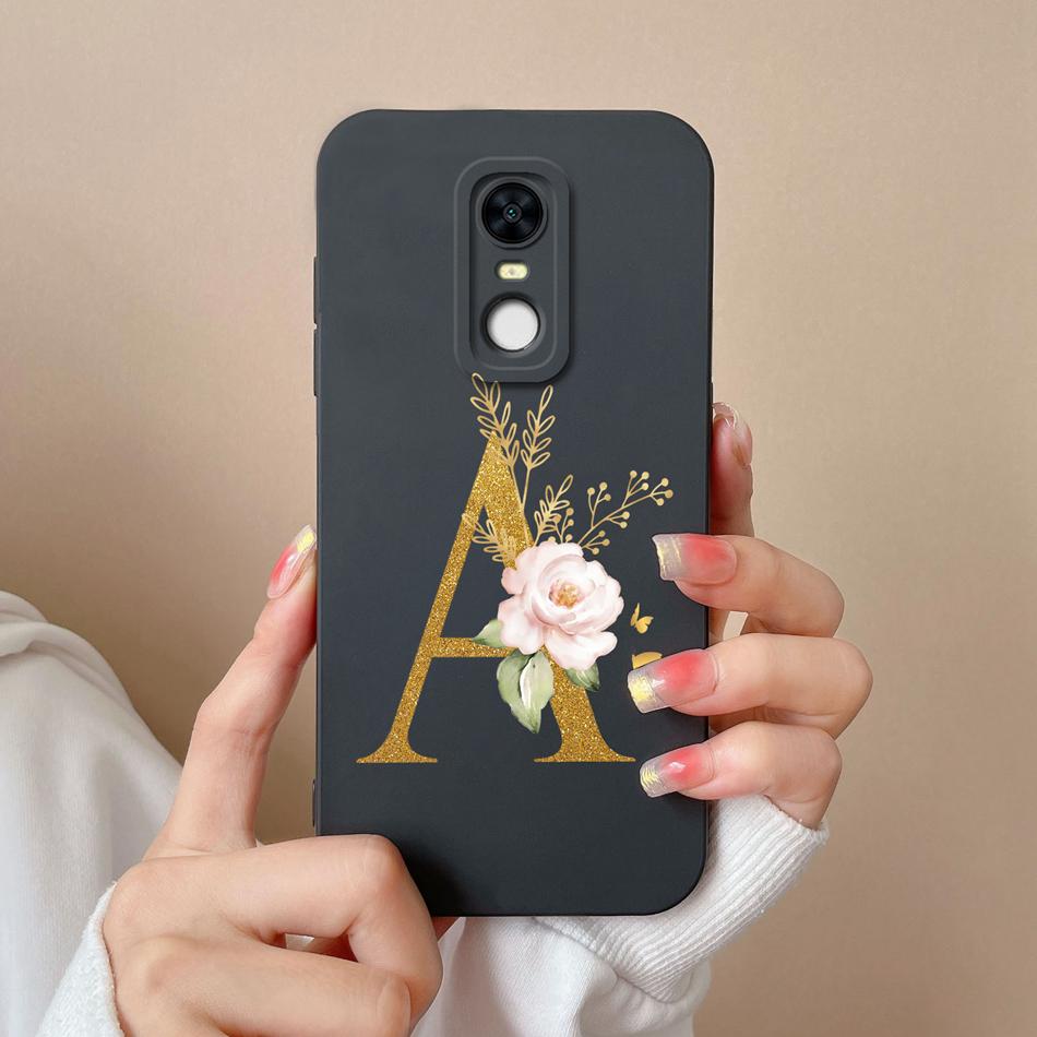 For Redmi 5 Plus Note5 Cases Shiny A-Z Letter Liquid Silicone Anti Drop Phone Protective Back Covers For Redmi5Plus Note5 Funda