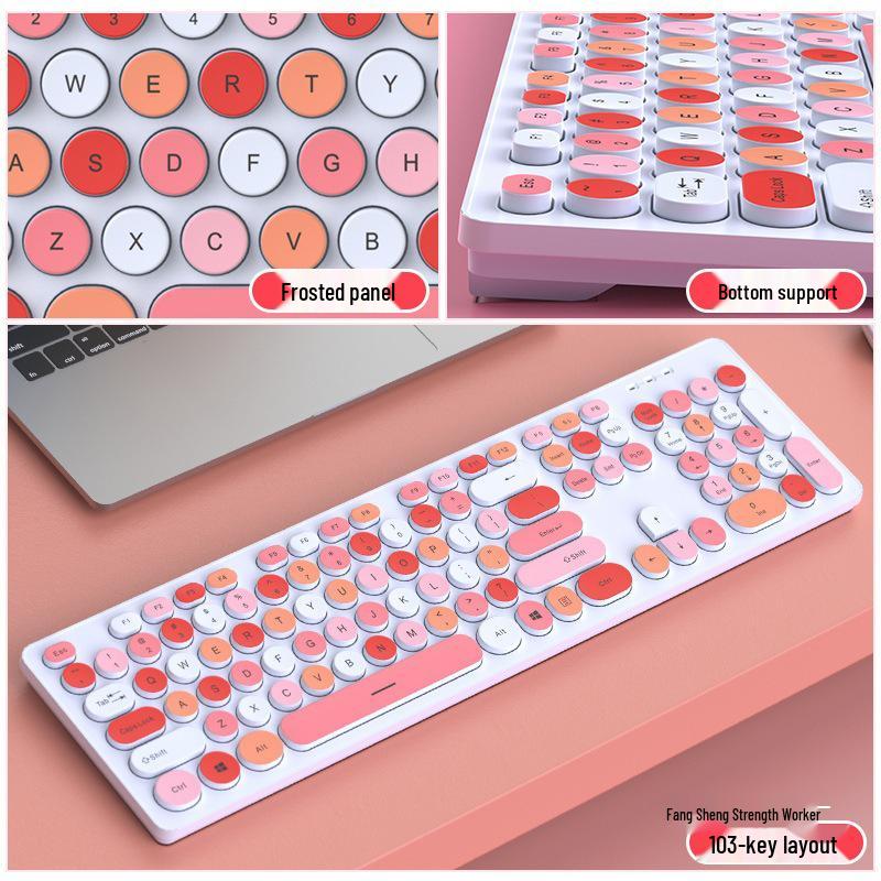 Silent Wired Chocolate Keyboard and Mouse Set for Laptops - Membrane Office Design for Girls