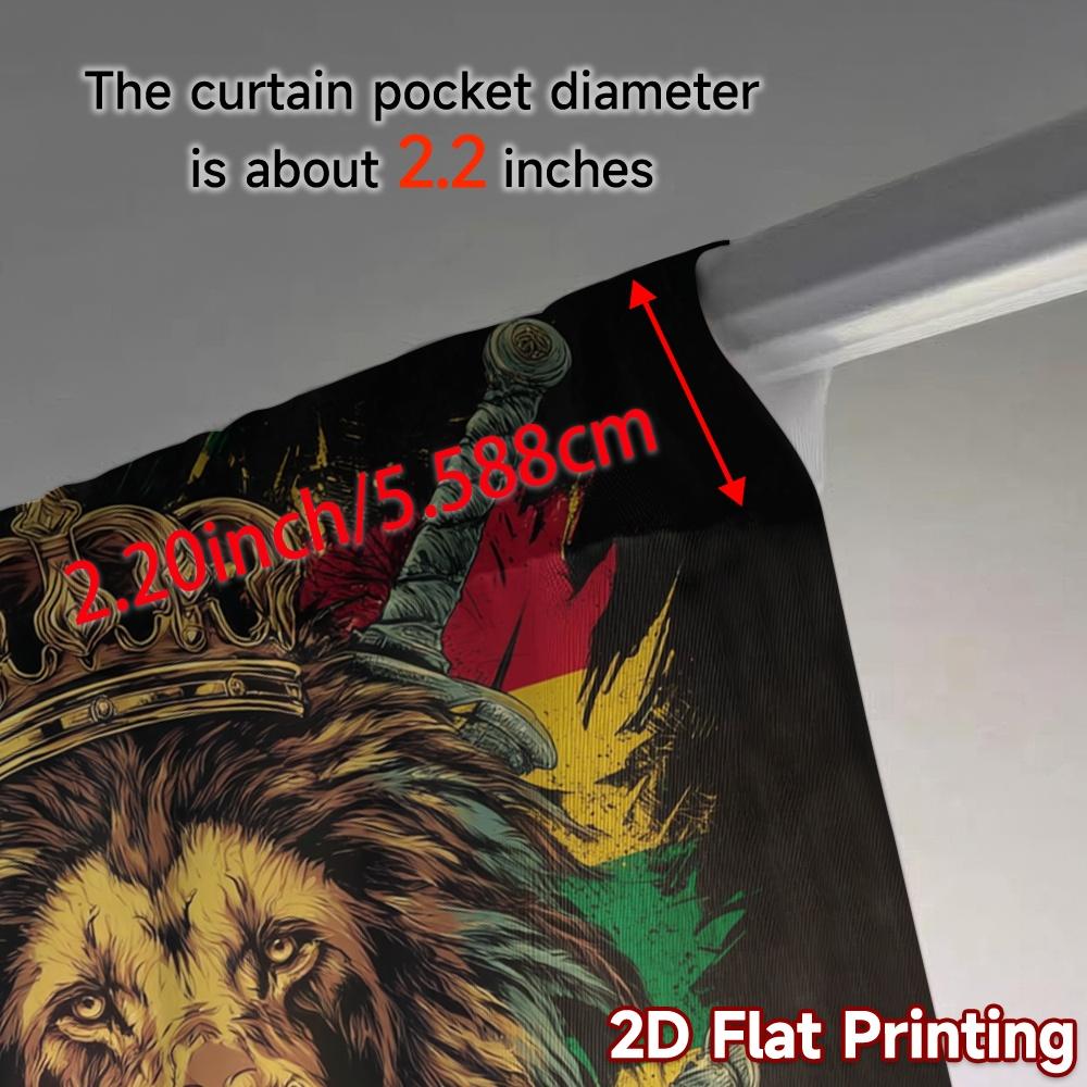 2pcs, 2D FLAT PRINTING Curtains (Without Rod) Royal Lion Crest Contemporary Popular Curtains Yarn Curtains Decorations Outdoor