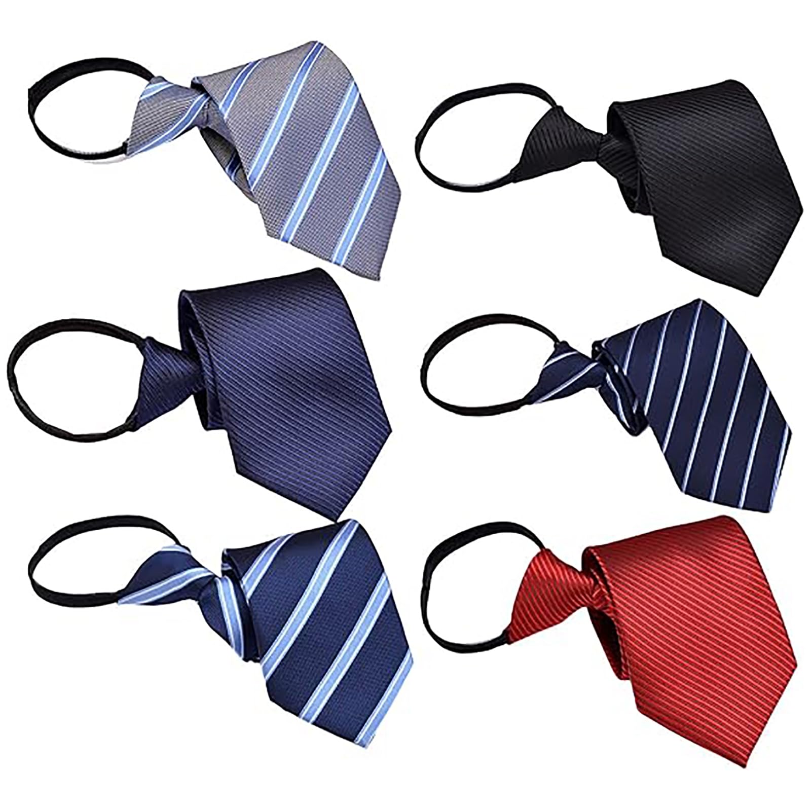 

[Pepcyo] Набор из 6 галстуков One-Touch Tie — застегивание за 10 секунд — однотонные — удобны в использовании — для торжественных случаев — для выпускных церемоний — для поиска работы — для джентльменов —