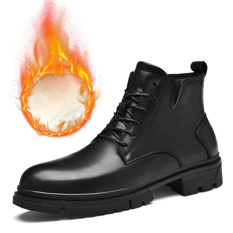 Golden Sapling High Quality Winter Boots for Men Outdoor Leisure Work Ankle Boot Lace-Up Genuine Cow Leather Male Shoes 36-47